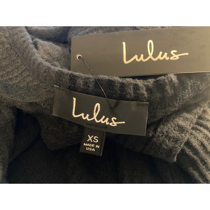 Lulus Jack of All Trades Cutout Back Waffle Sweater XS/Extra Small Black NWT USA
