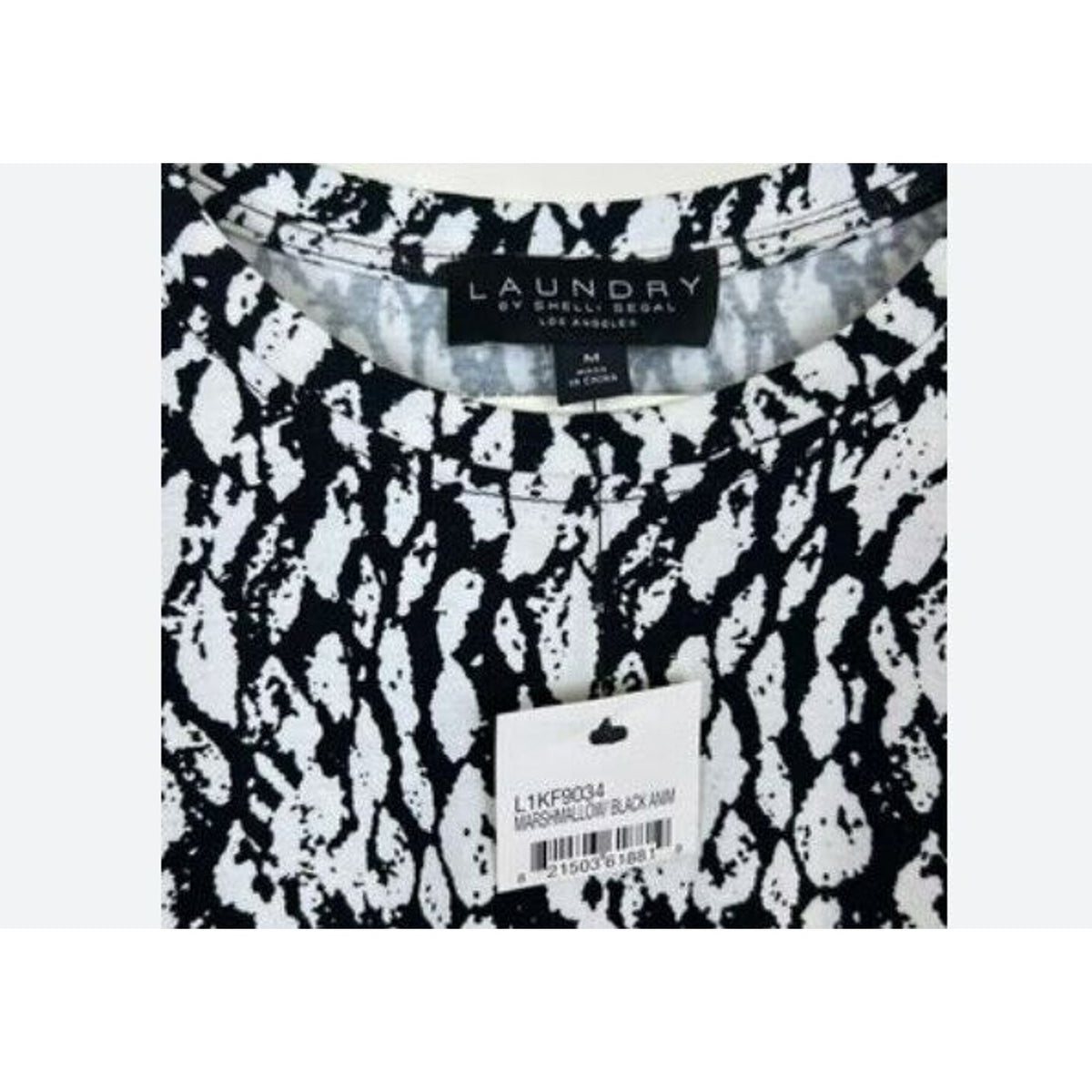 Laundry by Shelli Segal Chic Pleated Lace Trim Top Medium Black & White NWT