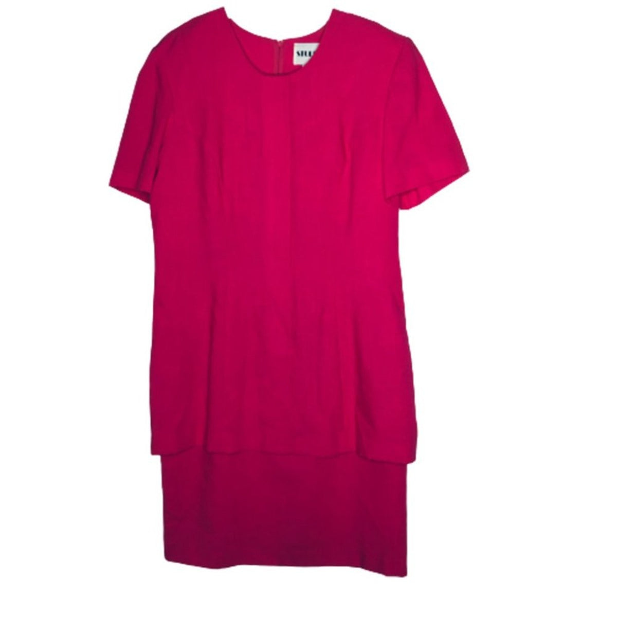 Studio I Vintage 1980s High Low Tunic Dress Short Sleeve Scoop Neck Back Zip 14