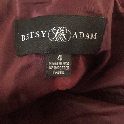 Betsy & Adam Wine Red Tiered Ruffle A-Line Dress 4 Cocktail Evening Short Layers