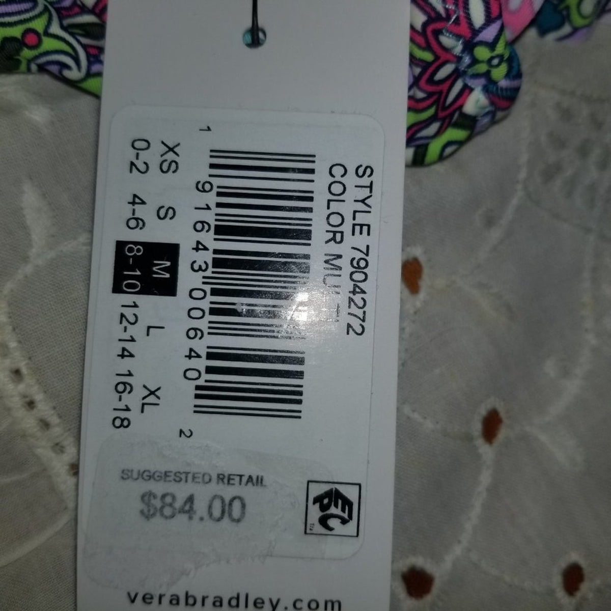 Vera Bradley Bikini Top Swimsuit Desert Floral Size Medium