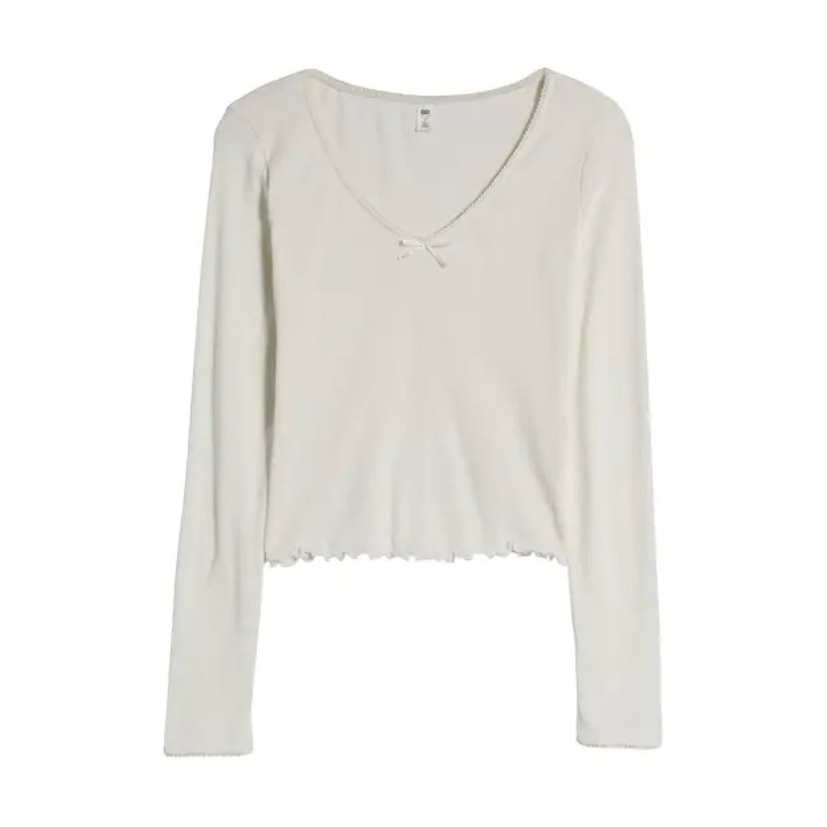 BP. NWT Lettuce Edge Long Sleeve T-shirt In Ivory Size Large casual travel layer