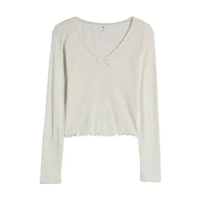 BP. NWT Lettuce Edge Long Sleeve T-shirt In Ivory Size Large casual travel layer