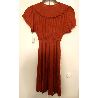 Velvet Torch V-Neck Pullover Short Sleeve Mini Dress XS/Extra Small Rust NWT USA