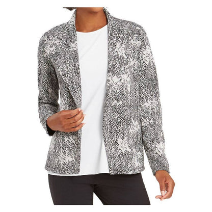 Nic & Zoe Marbelous Draped Open Cardigan Jacket Sz Medium in Grey Multi NWT