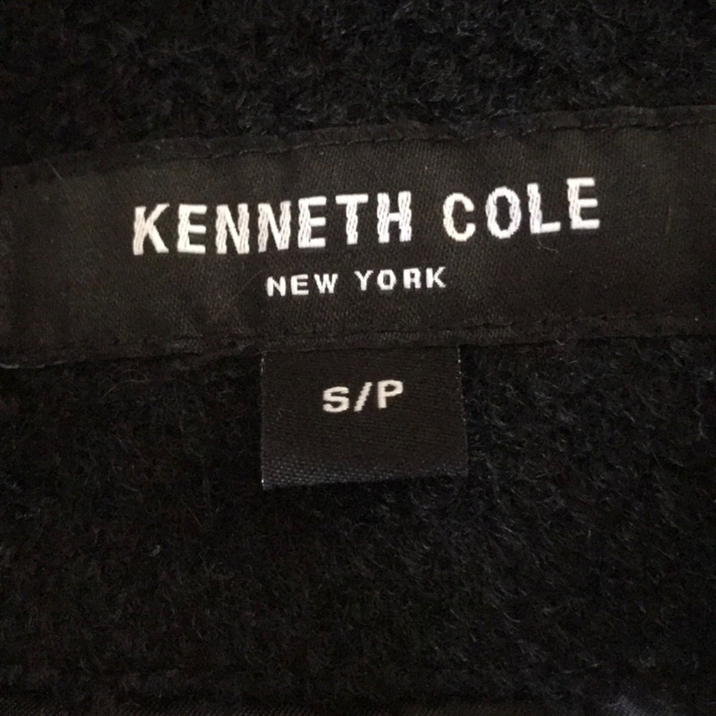 Kenneth Cole Double Breasted Rib Trim Boucle Coat WOMENS Small Jacket  Black NEW