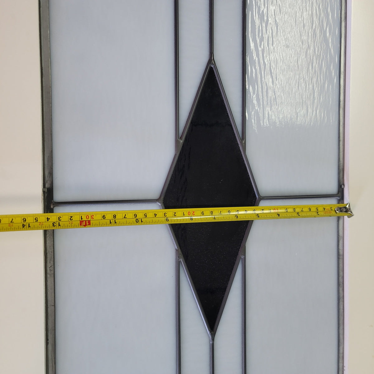 SECONDHAND SANDIES Stained glass Geometric Art Deco black white Diamond Framed