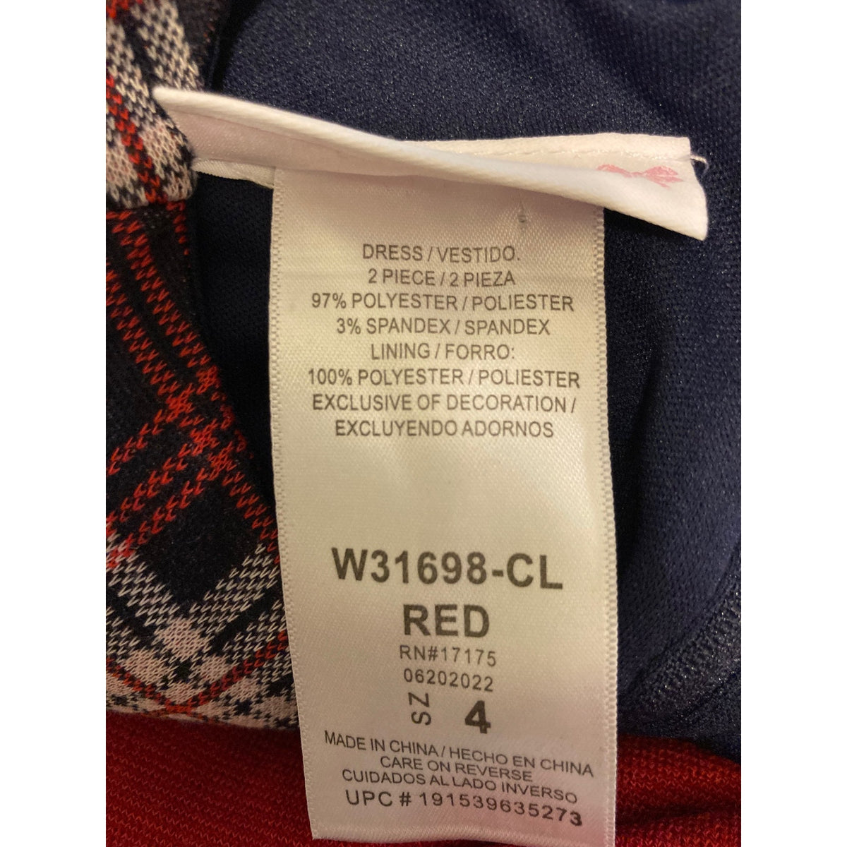 Bonnie Jean Girls Plaid Holiday Dress with Cardigan Size 4 Red and Navy NWT