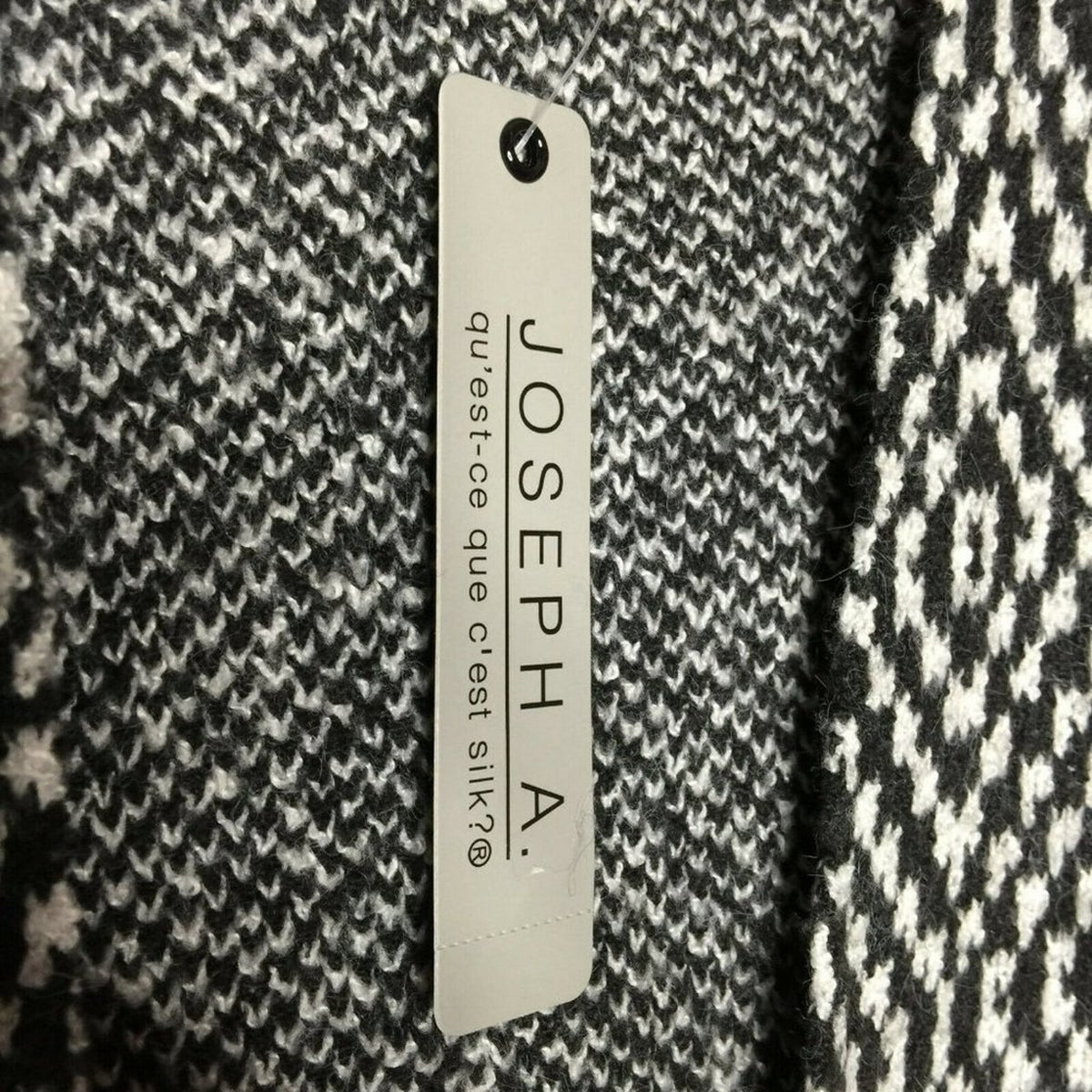 Joseph Open Front Cardigan Sweater X-Small Geometric Pattern NEW XS blk white
