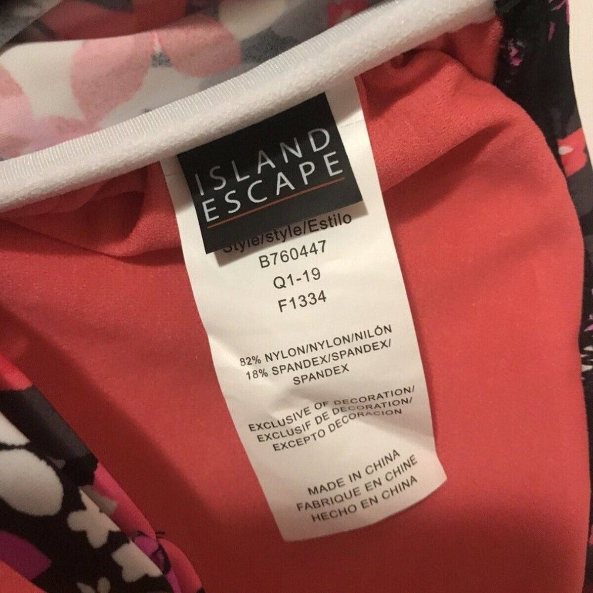 NWT Island Escape Floral Ruffle Bandeau Tankini Size 12