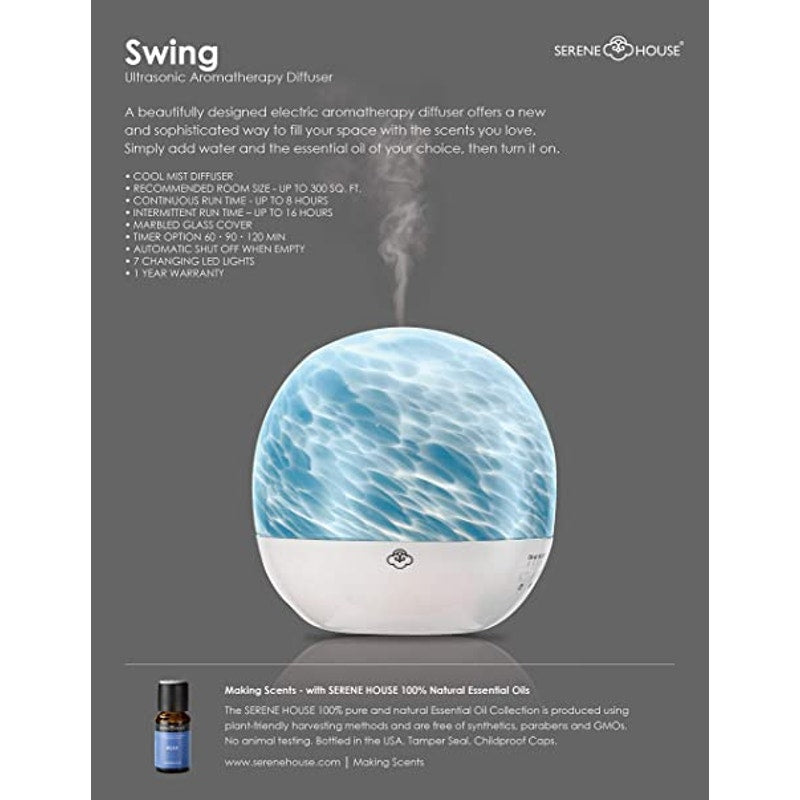Serene House AROMATHERAPY Air Freshener Cool Mist Vapor Aroma Scent Diffuser NEW