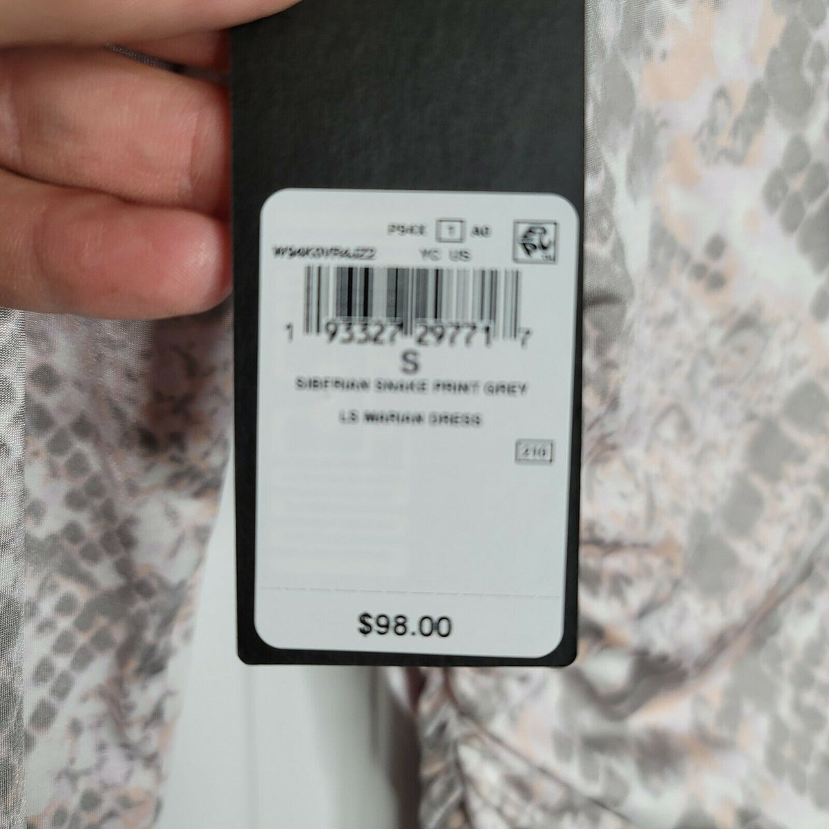 Guess SMALL Marian Gray Snake Print Asymmetrical Party Dress BODYCON NEW