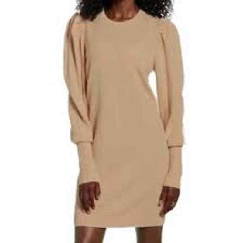 WAYF NWT Camel Tan Puff Long Sleeve Sweater Dress Size XL