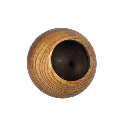 Wood vase MCM Handsome shiny wood grain round salt nut bowl sphere orb decor
