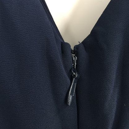 Lulus Formal Dress blue Back Zip Sleeveless Ruched A-line Chiffon Navy Maxi MED