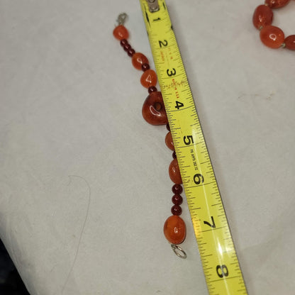 Natural Gemstone Beaded Carnelian Red Agate necklace and bracelet set Vintage