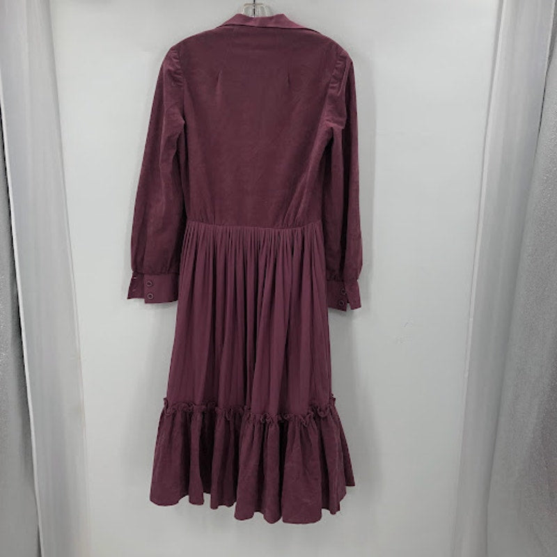 HERMAN MARCUS vintage wine/purple dress belt long sleeve M/L Fit Flare