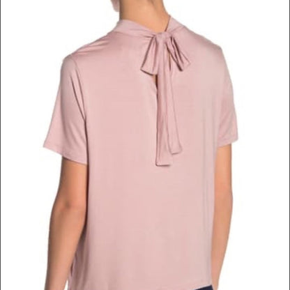 14th & Union Pink Mock Neck Tie Back T-Shirt M