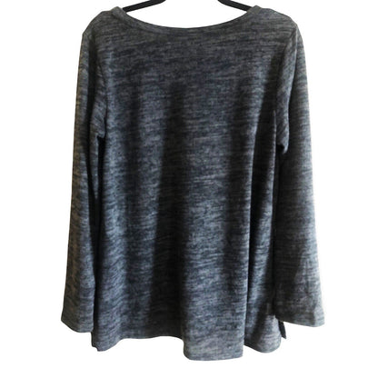 Forgotten Grace Brushed Hacci Pullover Tunic Top Sz Small in Dark Charcoal NWT