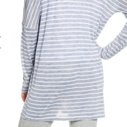 Honeydew Intimates R&R Lounge Cardigan Medium Summit Stripe Blue & White NEW
