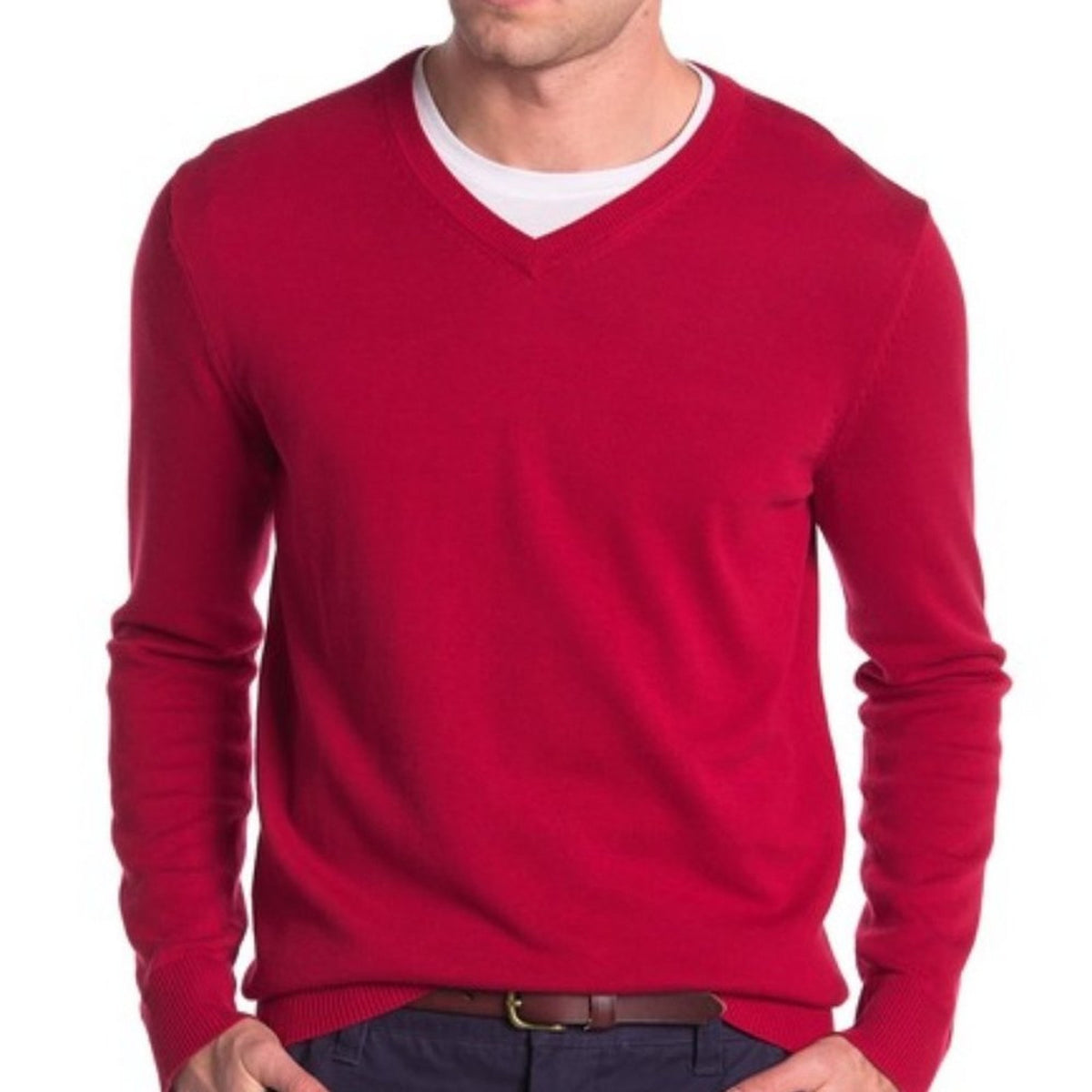 Joe Fresh NWT V-Neck Pullover Red Cotton Classic Sweater 2XL LAYERING NEW