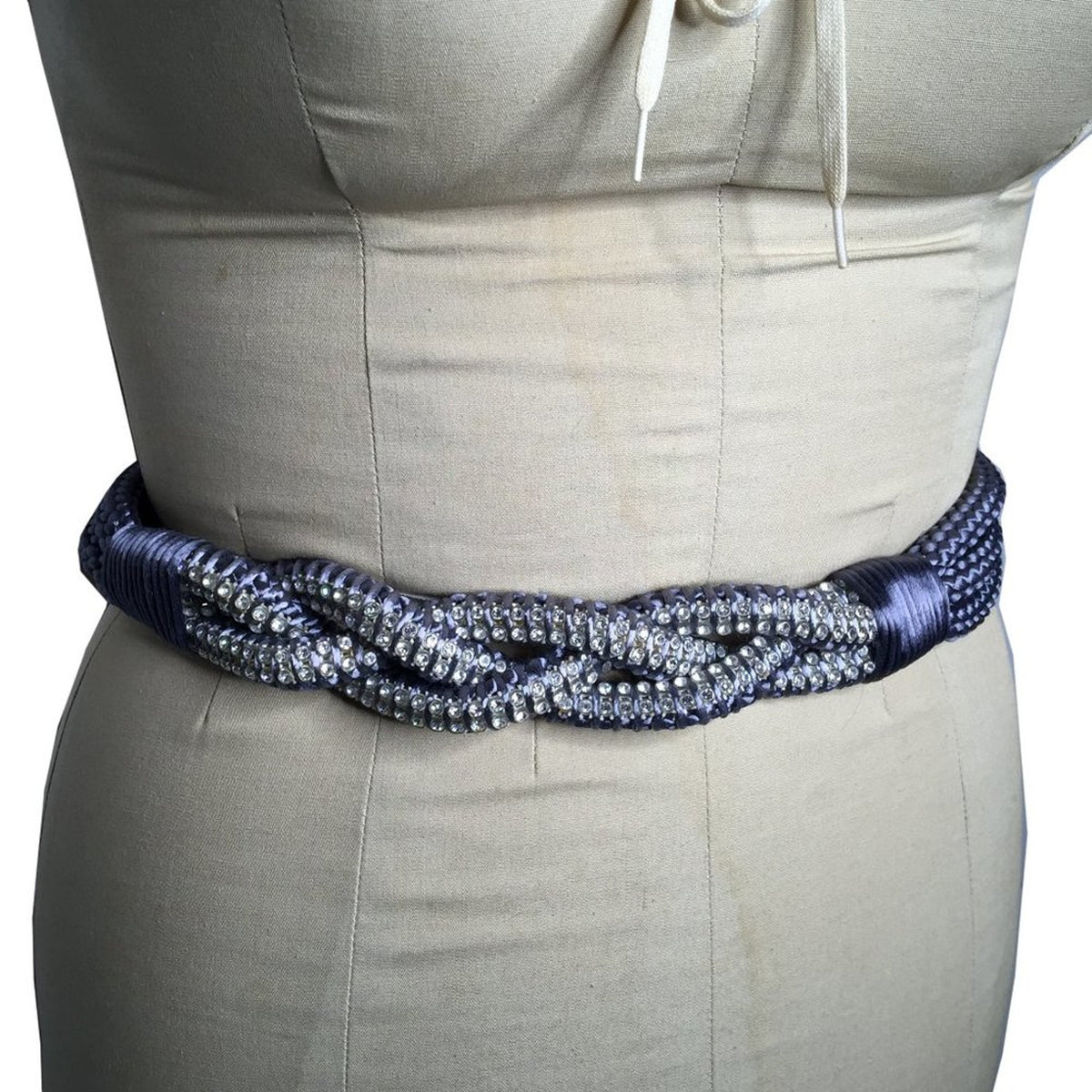 R.J. GRAZIANO Rope vINTAGE Belt Embellished Silver Sparkly Crystals Medium/Large