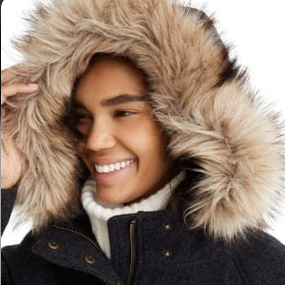 Madewell NWT Vancouver Wool Blend Parka Faux Fur Trim Coat Medium