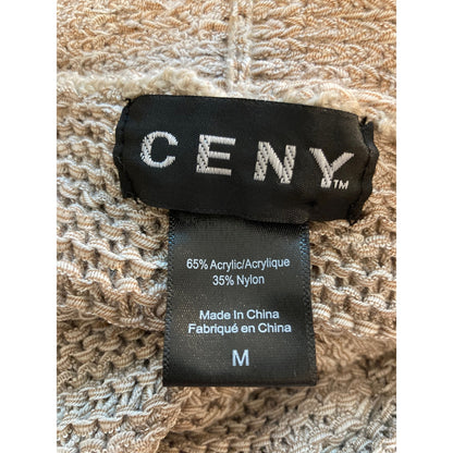 CENY Cardigan Sweater Size Medium Taupe NWT Front Pockets COZY Knit 3/4 Sleeve