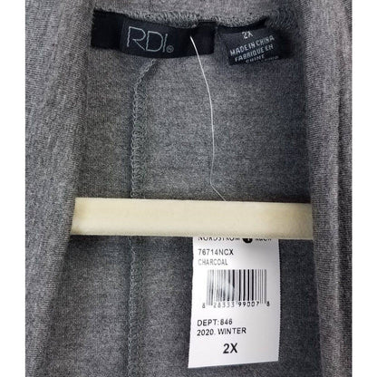 RDI Women's Cardigan Sweater Plus Size 2X Charcoal Gray NEW Classic