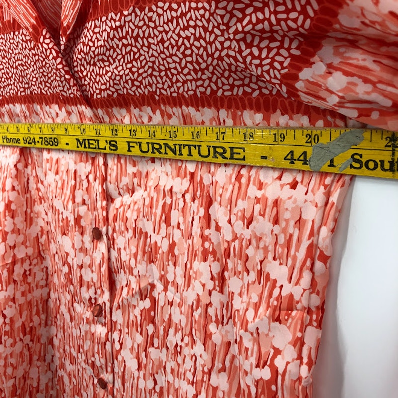 Pykettes vintage Blouse red buttonup Large Long Sleeve side slit LIGHTweight