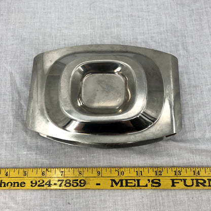 Danish One PIece Silver Tone Stainless Steel Wood Gravy Boat Midcentury Modern