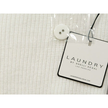 Laundry by Shelli Segal Rib Knit Button Front V-Neck Sweater Sz Small Ivory NWT