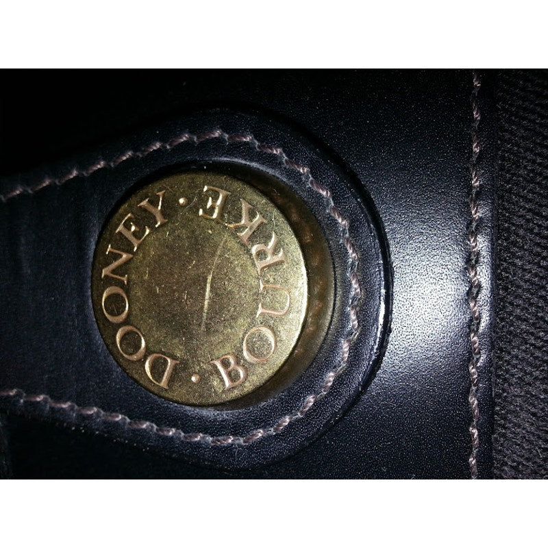 Dooney Bourke Purse Black Handbag Flat Bottom Patent Leather and Canvas Satchel