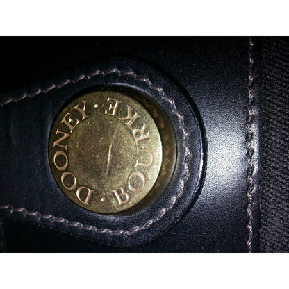 Dooney Bourke Purse Black Handbag Flat Bottom Patent Leather and Canvas Satchel