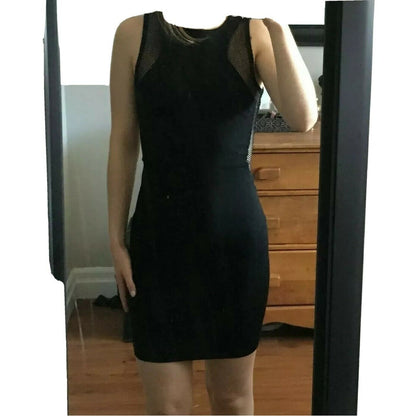 Vince Sleeveless Body cone Dress Crew Neck Knee Length Wool Black Size Medium
