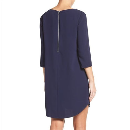 BB Dakota Jazlyn Crepe Navy Shift Dress Exposed Zipper Size Small Women's NEW