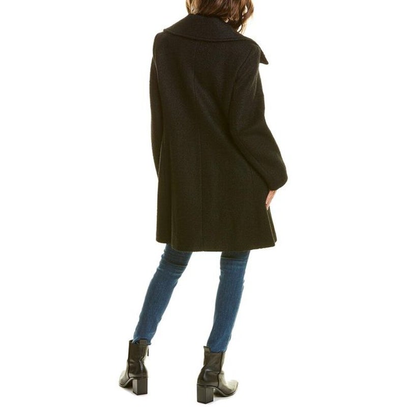 Nine West Wool Blend Winter Coat Jacket Front Full Zip Solid Green Size Large