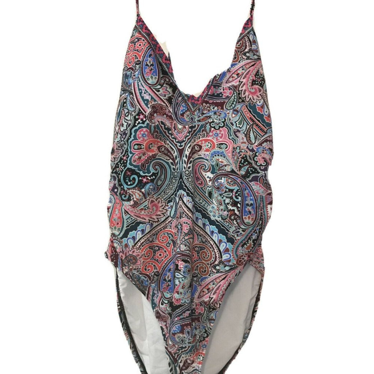 La Blanca NEW Swirling Around Paisley Strappy-Back One-Piece Halter Swimsuit 14