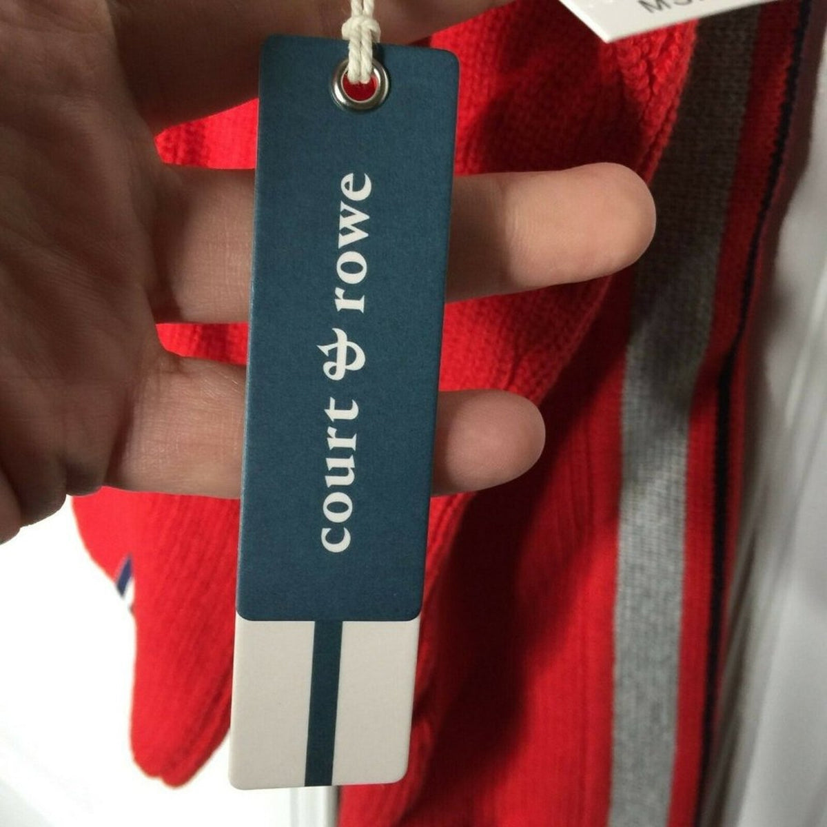 Court & Rowe Pullover Sweater Red Stripe Sporty Belle Noel Medium Cotton NEW