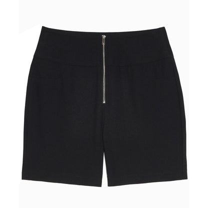Danielle Bernstein Woven Exposed Zip-Front Bike Shorts Size 18W Black NWT