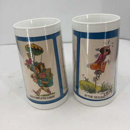 Thermo Serv Insulated Vintage 2 Plastic Mugs Tall Golf Humor Funny Pair