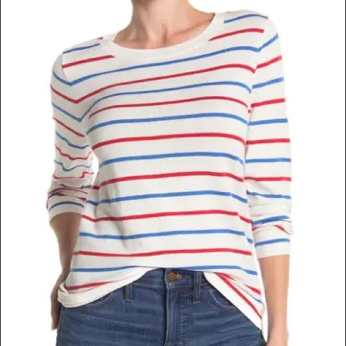 J. Crew NWT Multicolor Stripe Print Pullover Sweater Size XS