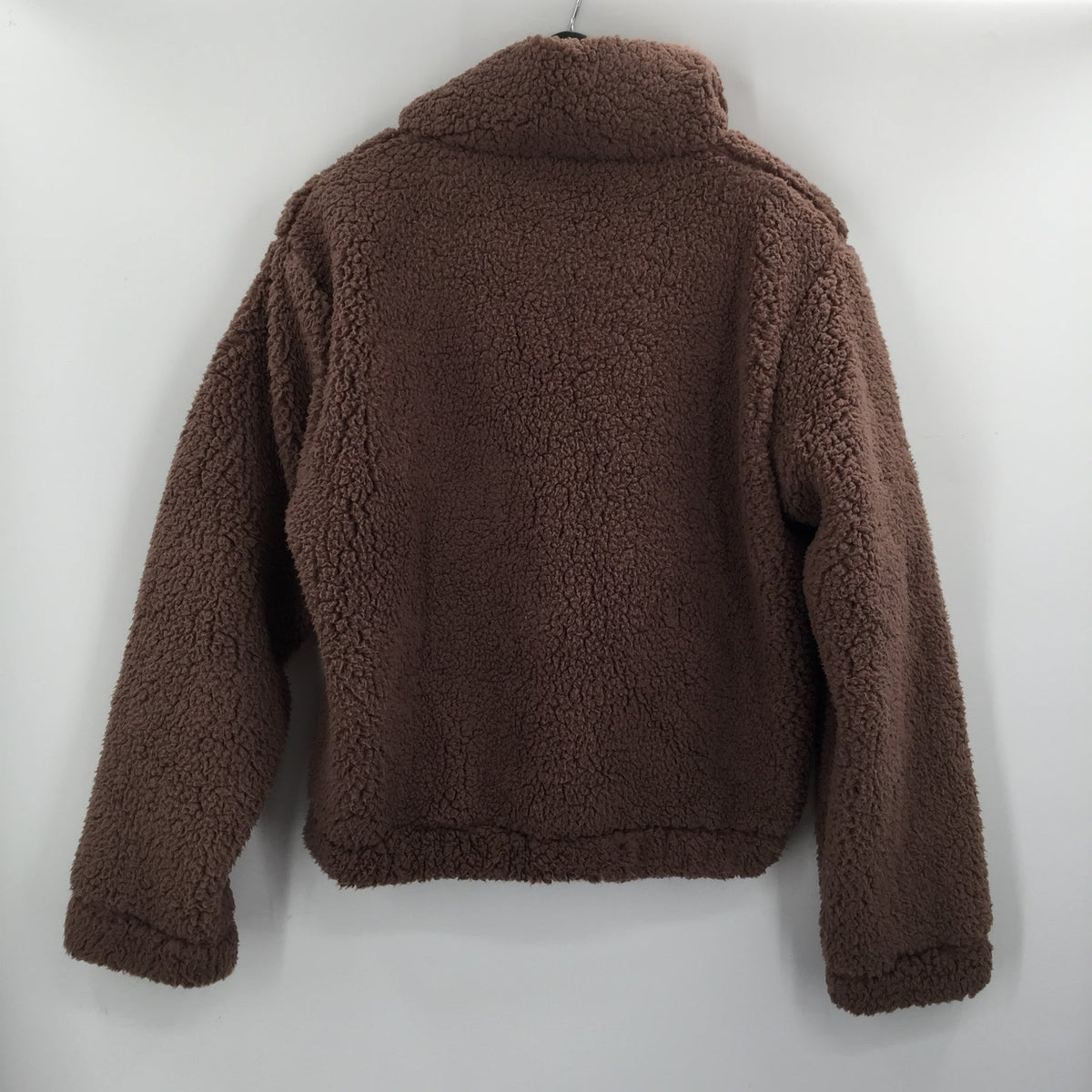SAGE Collective Jetsetter Half Zip Faux Shearling Cropped Jacket Brown Large