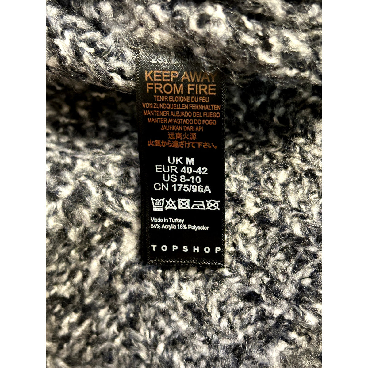 Topshop NWT Vertical Cable Knitted Pullover Sweater Gray Black Size 8-10