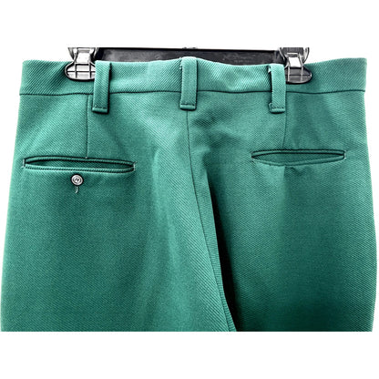 Vintage Polyester Slacks Trousers Forrest Green Dress Pant Straight Leg W33"