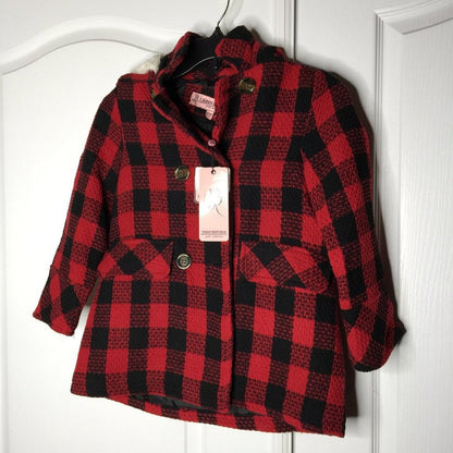 Urban Republic Double Breasted Plaid Coat Faux Fur Lined Size Small