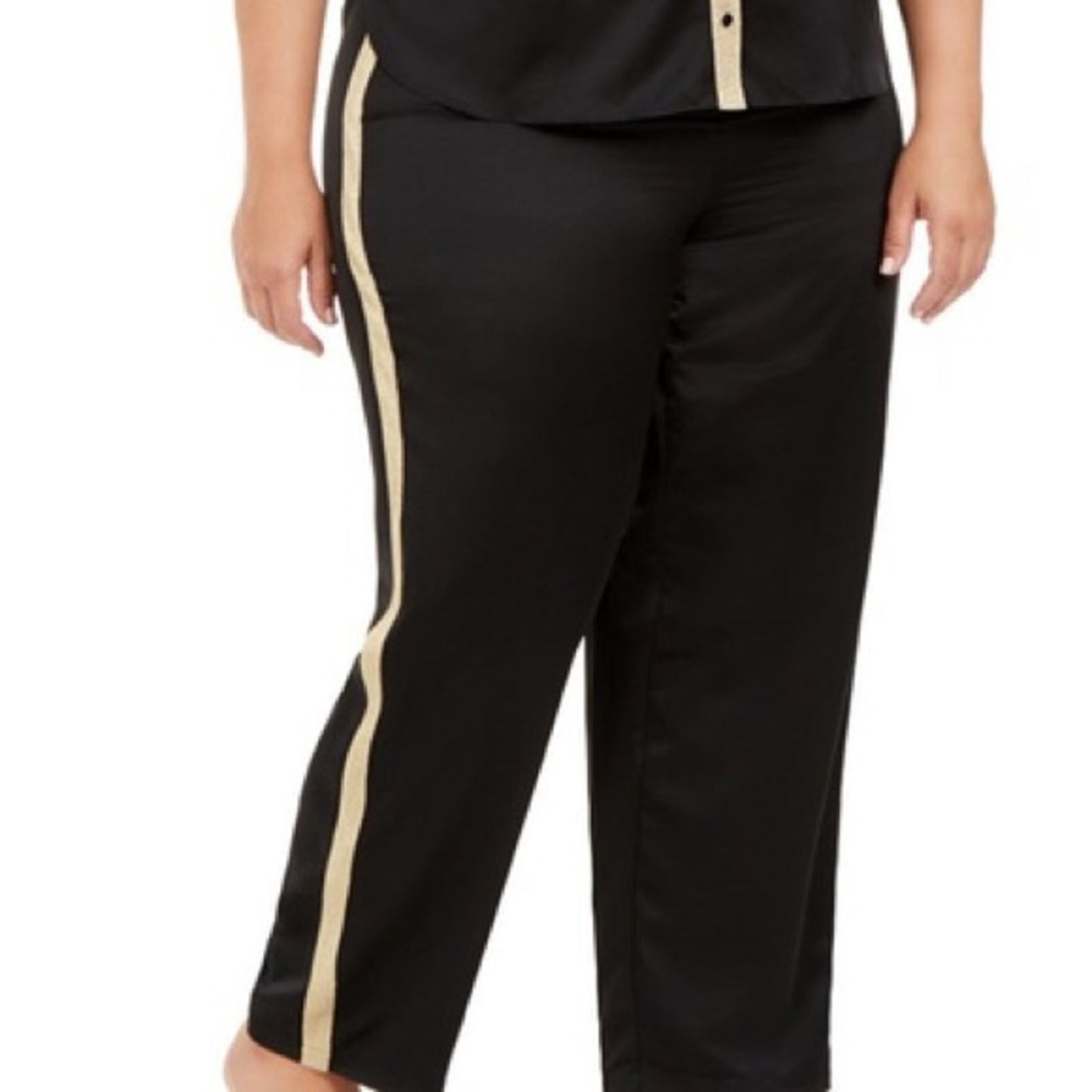 INC NEW Metallic Trim Black Matte Pajama Pants Size X-Small