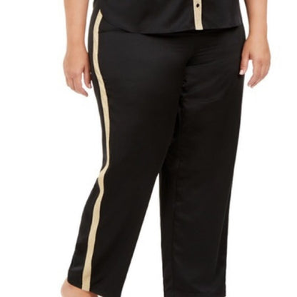 INC NEW Metallic Trim Black Matte Pajama Pants Size X-Small