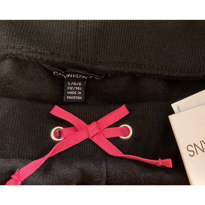 Calvin Klein Jeans Girls Fleece Jogger Sweatpants Large 12/14 Black NWT Sequins