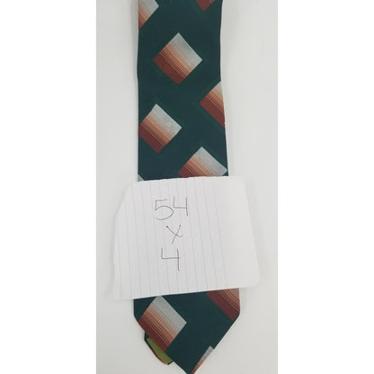 Santavelli Wembley Mens wide Vintage Neck Tie Green Brown Ombre Squares 54"